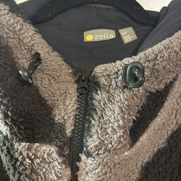 Zella Women's Cloud Soft Oversized Full Zip Hooded Jacket Gray - Picture 3 of 5